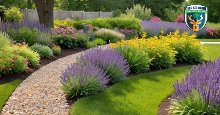 Tranquil garden with lady's mantles, perennials, and Deer Solution® repellent. Do deer eat lady's mantles?