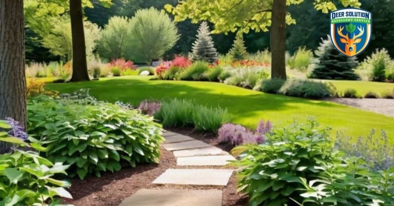 Thriving arrowwoods in a lush, eco-friendly garden protected by Deer Solution's all-natural repellent.