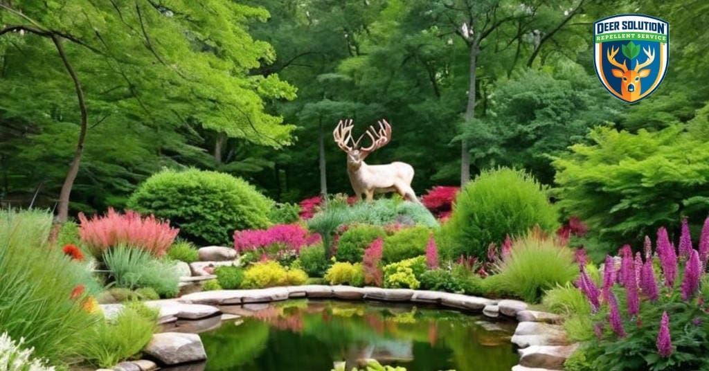 Lush garden with blooming Bear's Breeches, thriving under Deer Solution's eco-friendly repellent