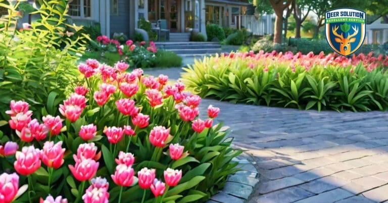 Lush garden with sweetshrubs, harmonizing eco-friendly practices and beauty, addressing do deer eat sweetshrubs concerns.