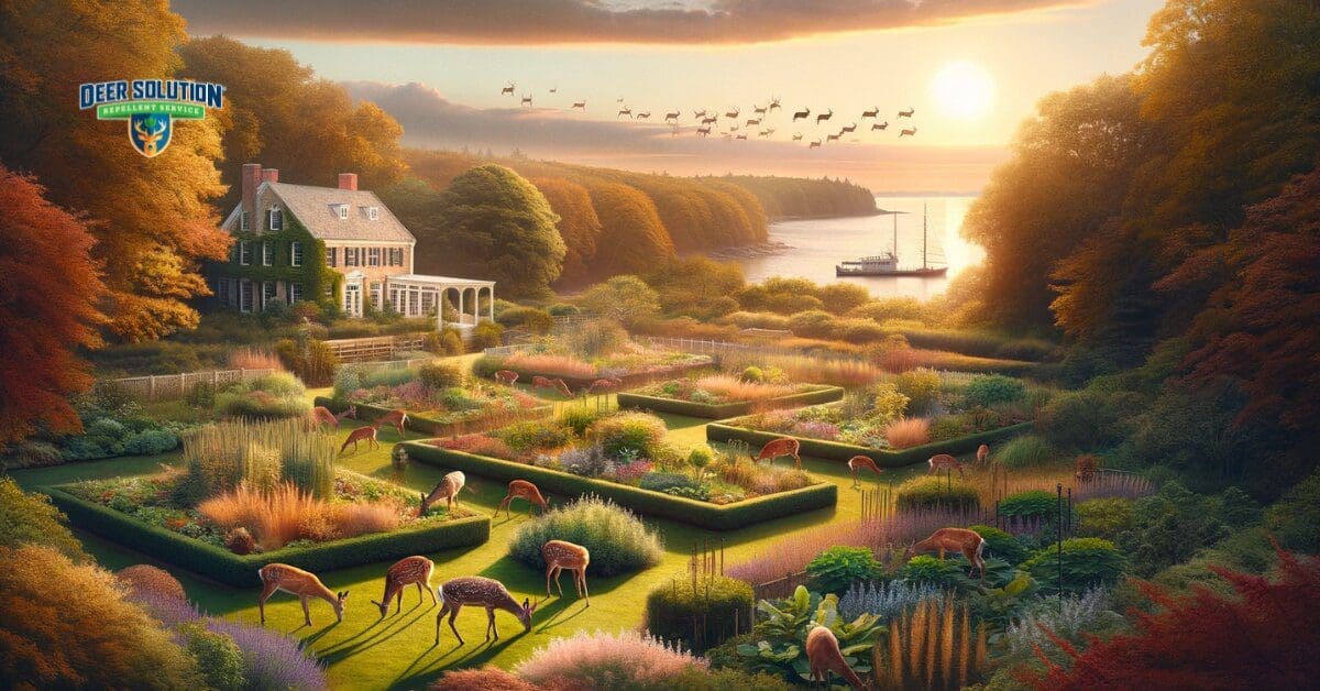 Landscape in Dorchester County showing a garden's struggle with deer overpopulation and landscape protection.