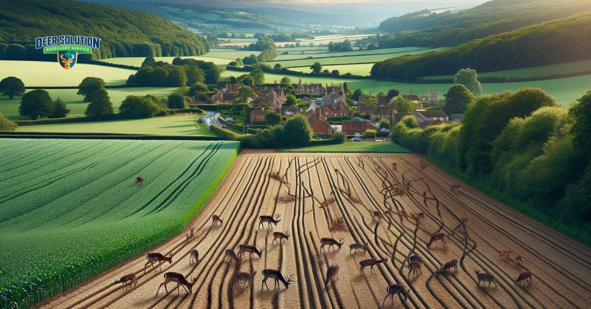 Rural landscape in Kent County depicting the deer dilemma's impact on balancing nature and agriculture