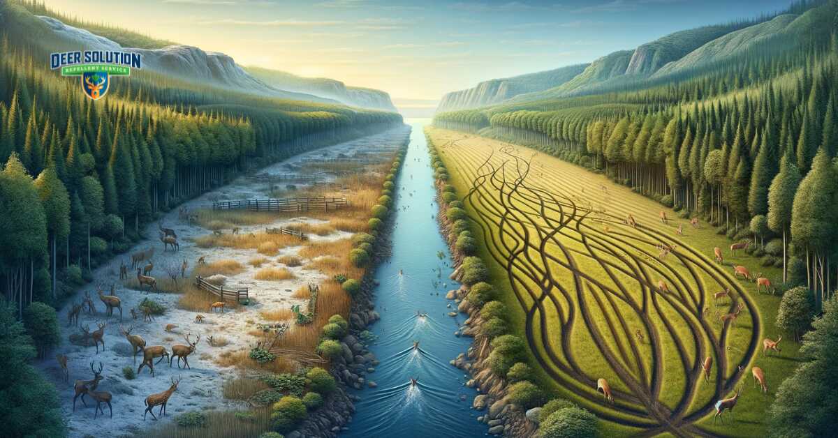 Reimagined view of Talbot County depicting the deer conundrum's impact on both natural environments and human life