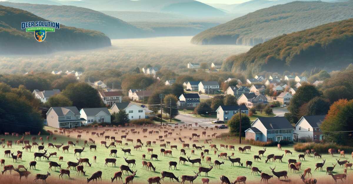 Landscape of Union County showcasing 'Deer Dilemma', highlighting the county's struggle with deer overpopulation and its impact on human communities