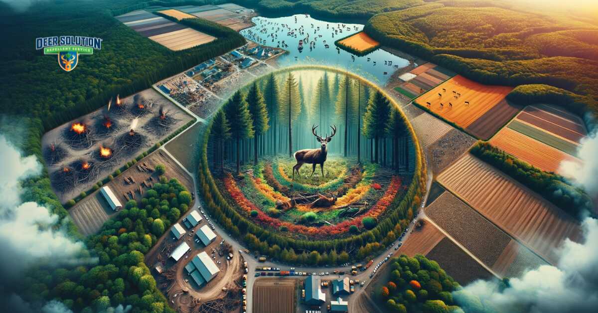 Image depicting disrupted ecosystems and agricultural distress in Morris County, symbolizing the significant ecological imbalance and agricultural challenges caused by deer overpopulation