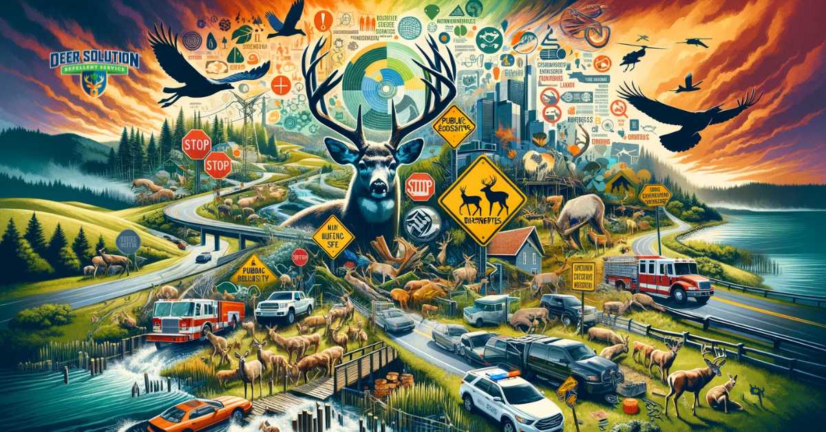 Visual representation of the challenge of protecting shrubs from deer in areas where deer are overpopulated, depicting community efforts in Cherokee County, SC, to balance wildlife management with maintaining local ecosystems and safety